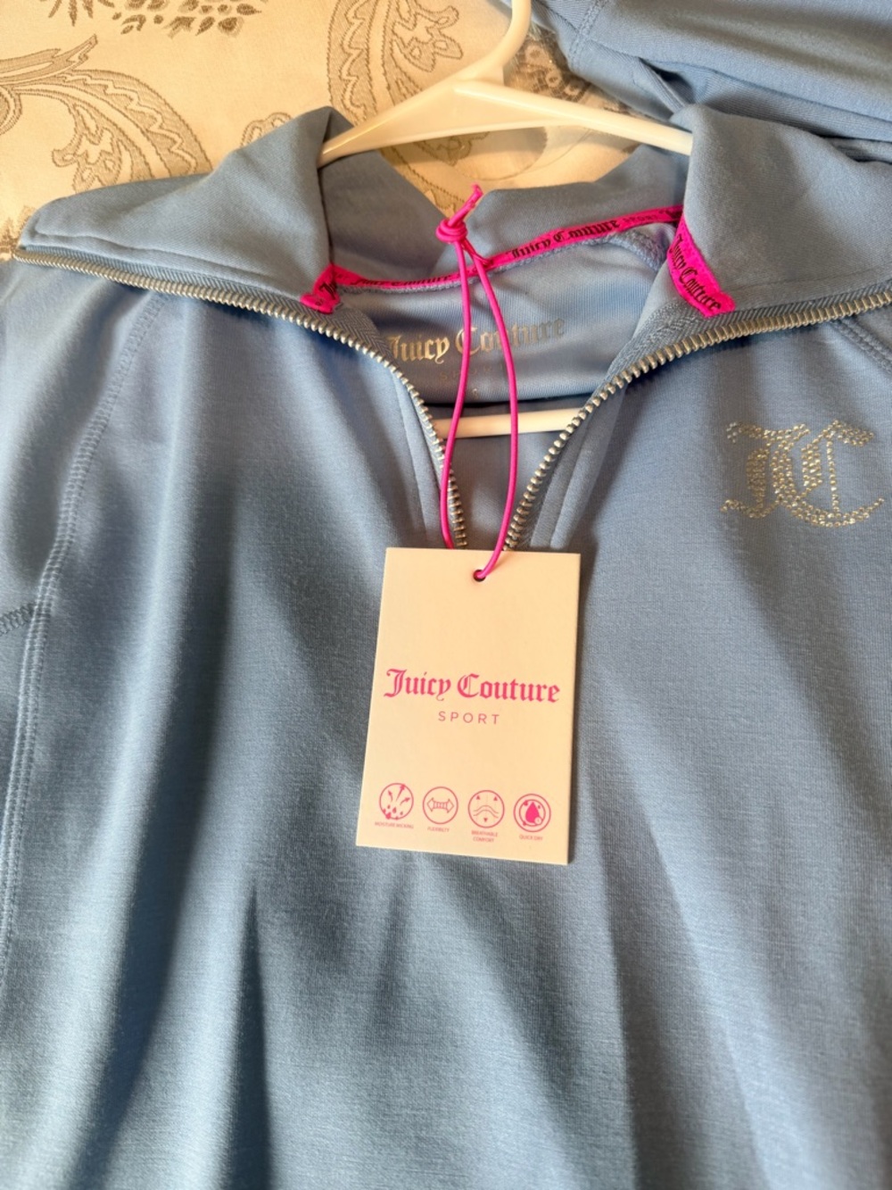 Juicy Couture Light Blue Track Jacket with Hot Pink Accents